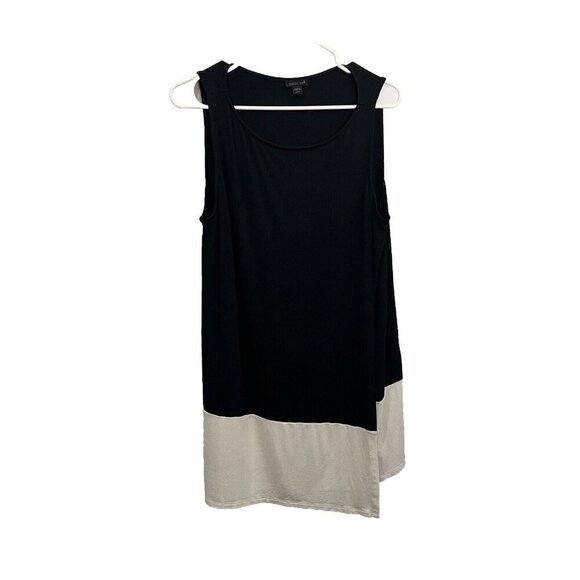 j jill wearever tunic Blouse  Women Medium Petite Layered Front Black White - Picture 1 of 6